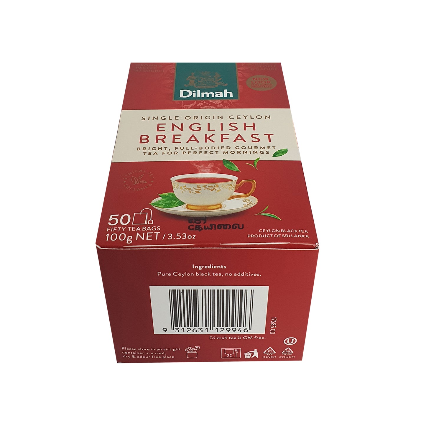 Té de desayuno inglés Dilmah, 50 bolsitas de té (100 g)