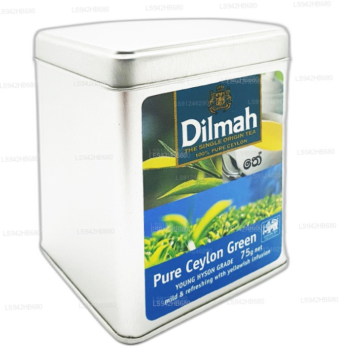 Té verde puro de Ceilán Dilmah (grado YOUNG HYSON), té de hojas sueltas (75 g)