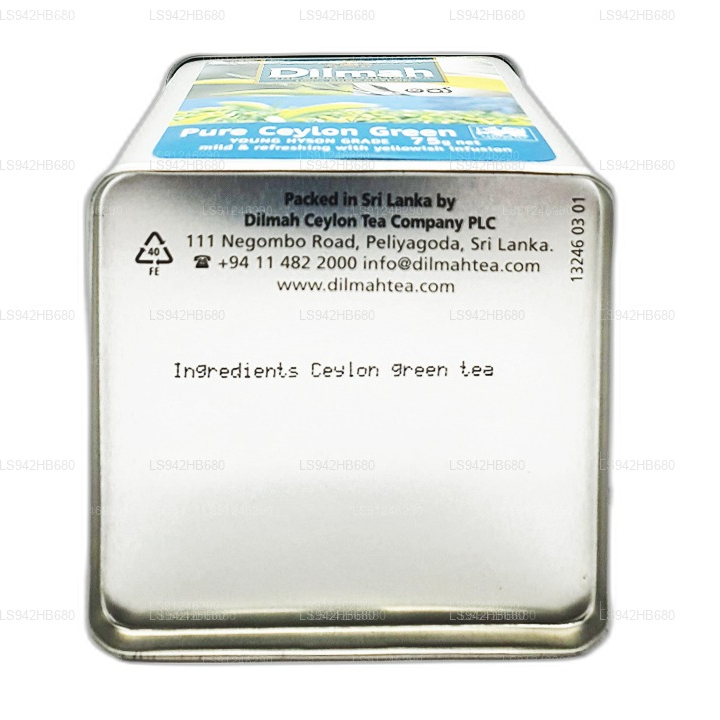 Té verde puro de Ceilán Dilmah (grado YOUNG HYSON), té de hojas sueltas (75 g)