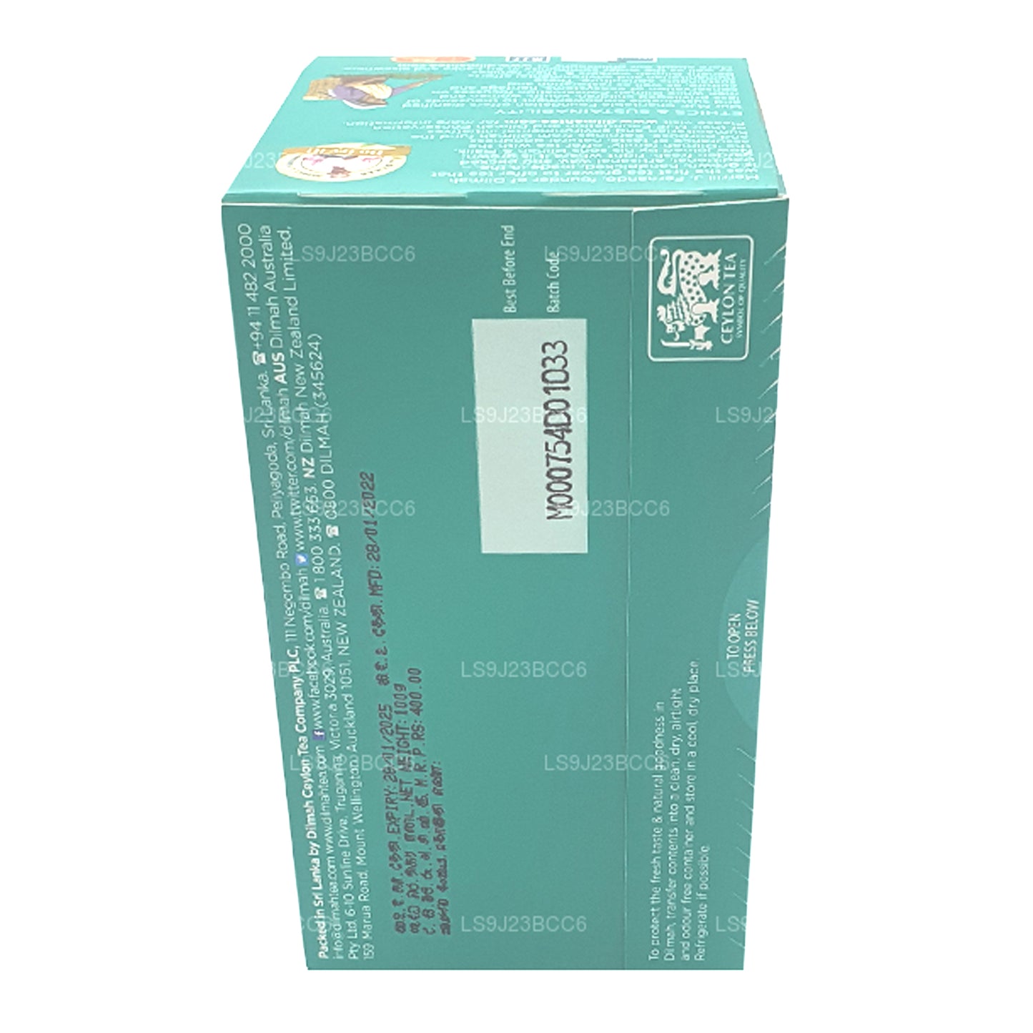 Té de tarde inglés Dilmah, 50 bolsitas de té (100 g)