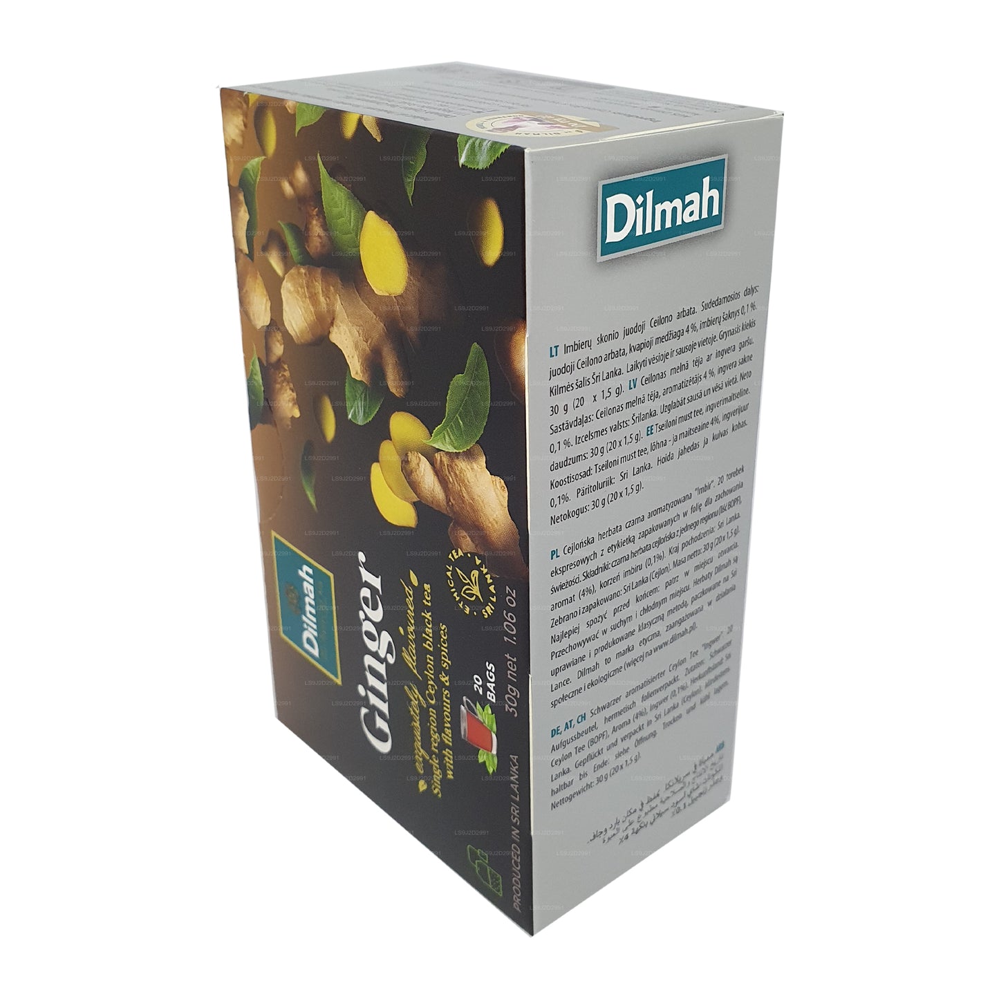 Té negro Dilmah con sabor a jengibre (30 g) 20 bolsitas de té