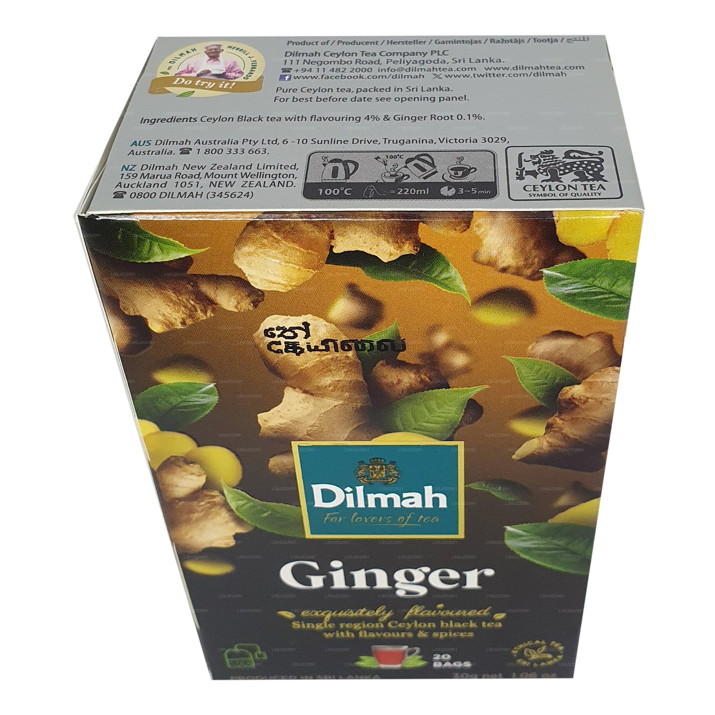 Té negro Dilmah con sabor a jengibre (30 g) 20 bolsitas de té