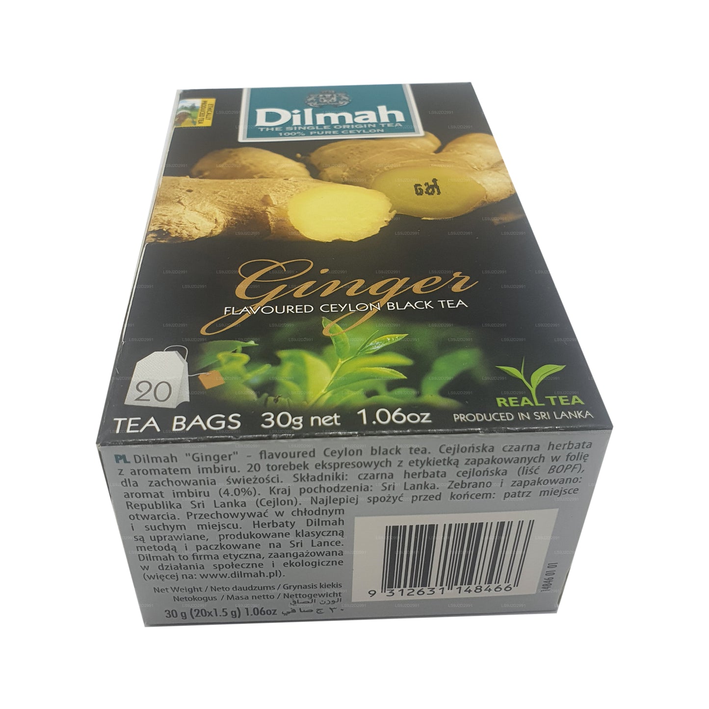 Té negro Dilmah con sabor a jengibre (30 g) 20 bolsitas de té