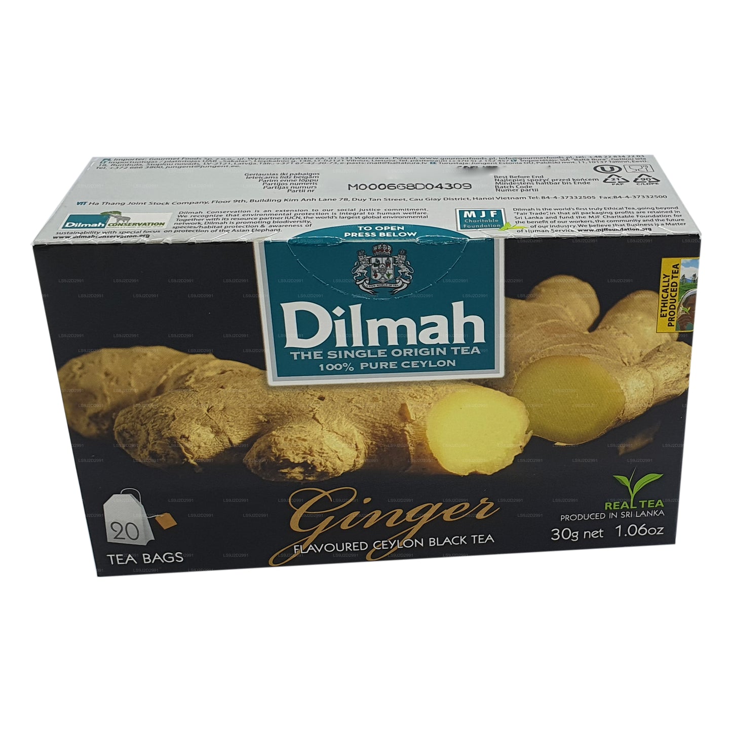 Té negro Dilmah con sabor a jengibre (30 g) 20 bolsitas de té