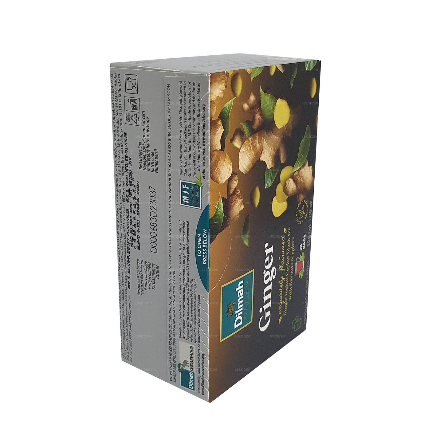 Té negro Dilmah con sabor a jengibre (30 g) 20 bolsitas de té
