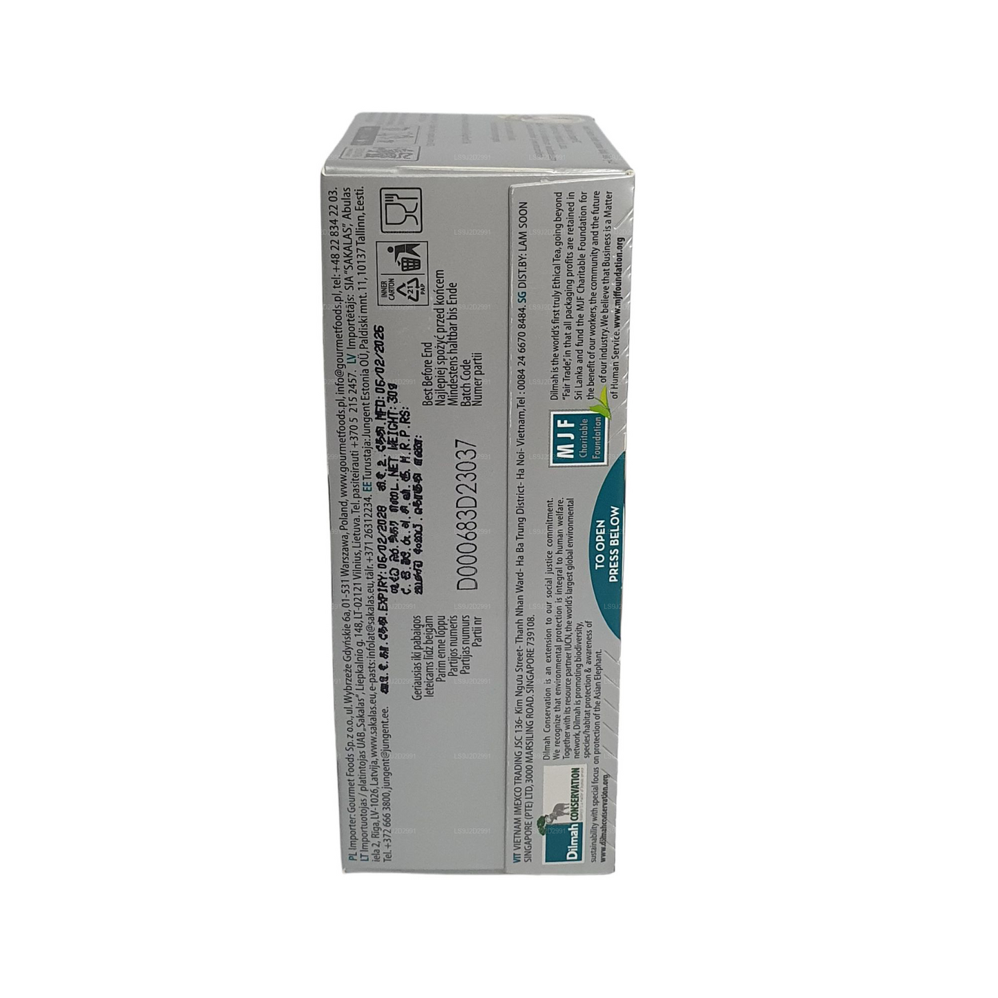 Té negro Dilmah con sabor a jengibre (30 g) 20 bolsitas de té