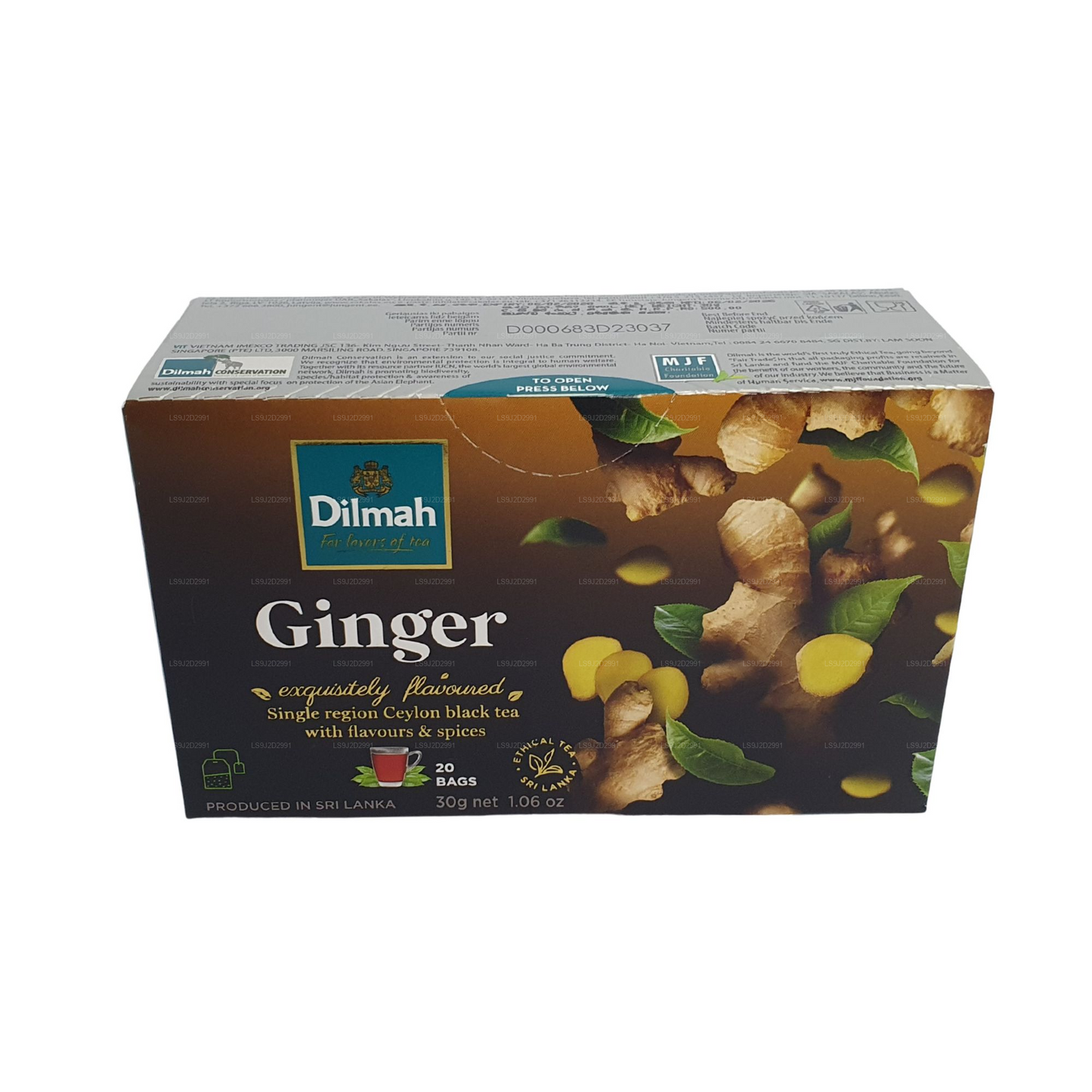 Té negro Dilmah con sabor a jengibre (30 g) 20 bolsitas de té