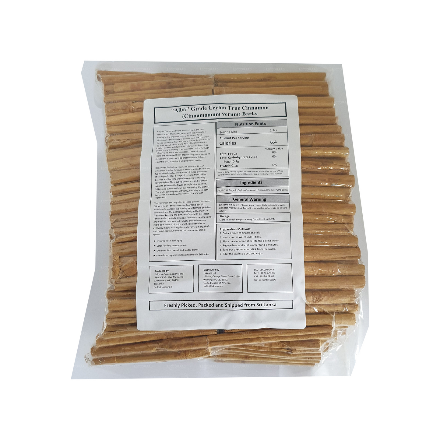 Lakpura® Canela Verdadero Ceilán "Alba" Palos de grado
