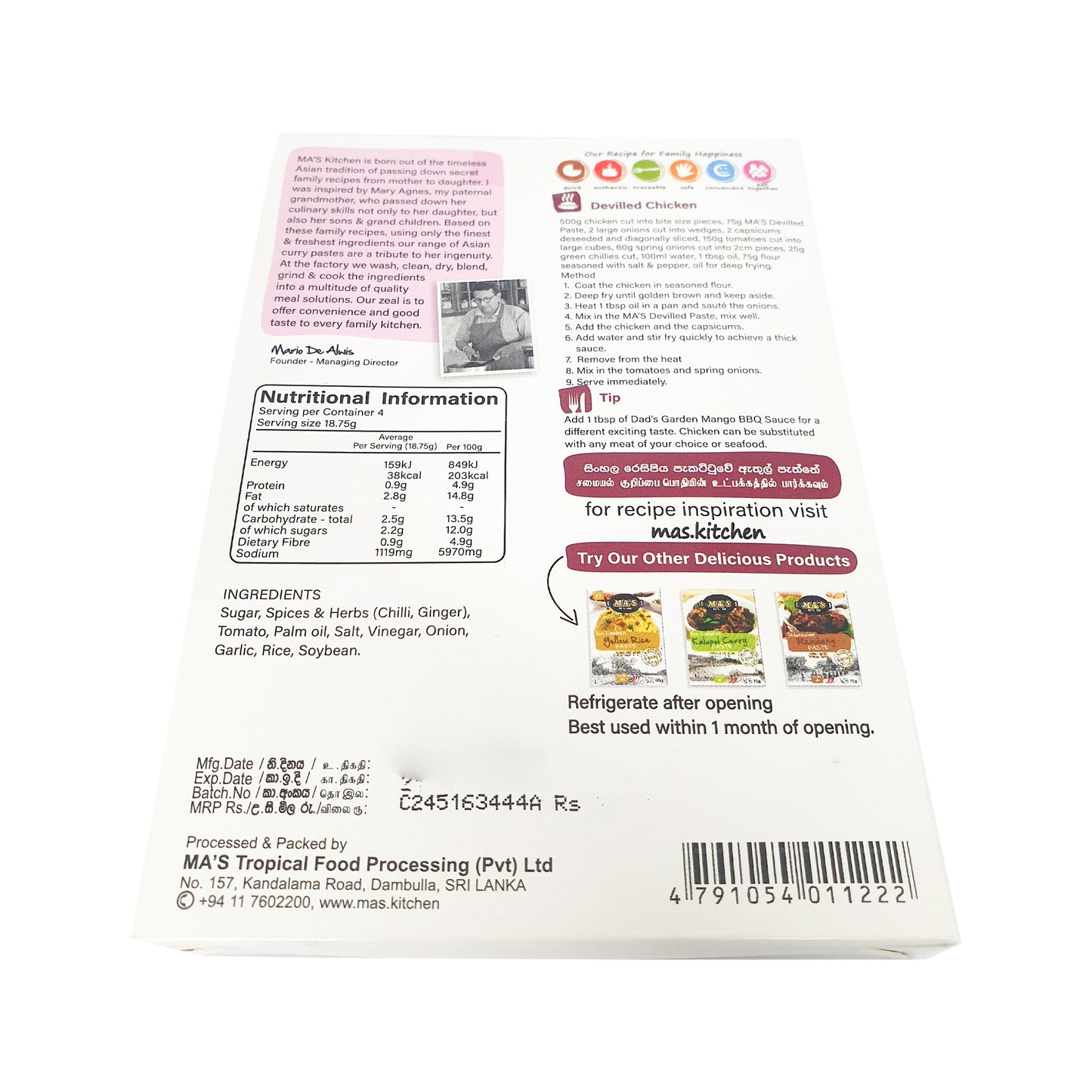 Pasta rellena MA's Kitchen (60 g)