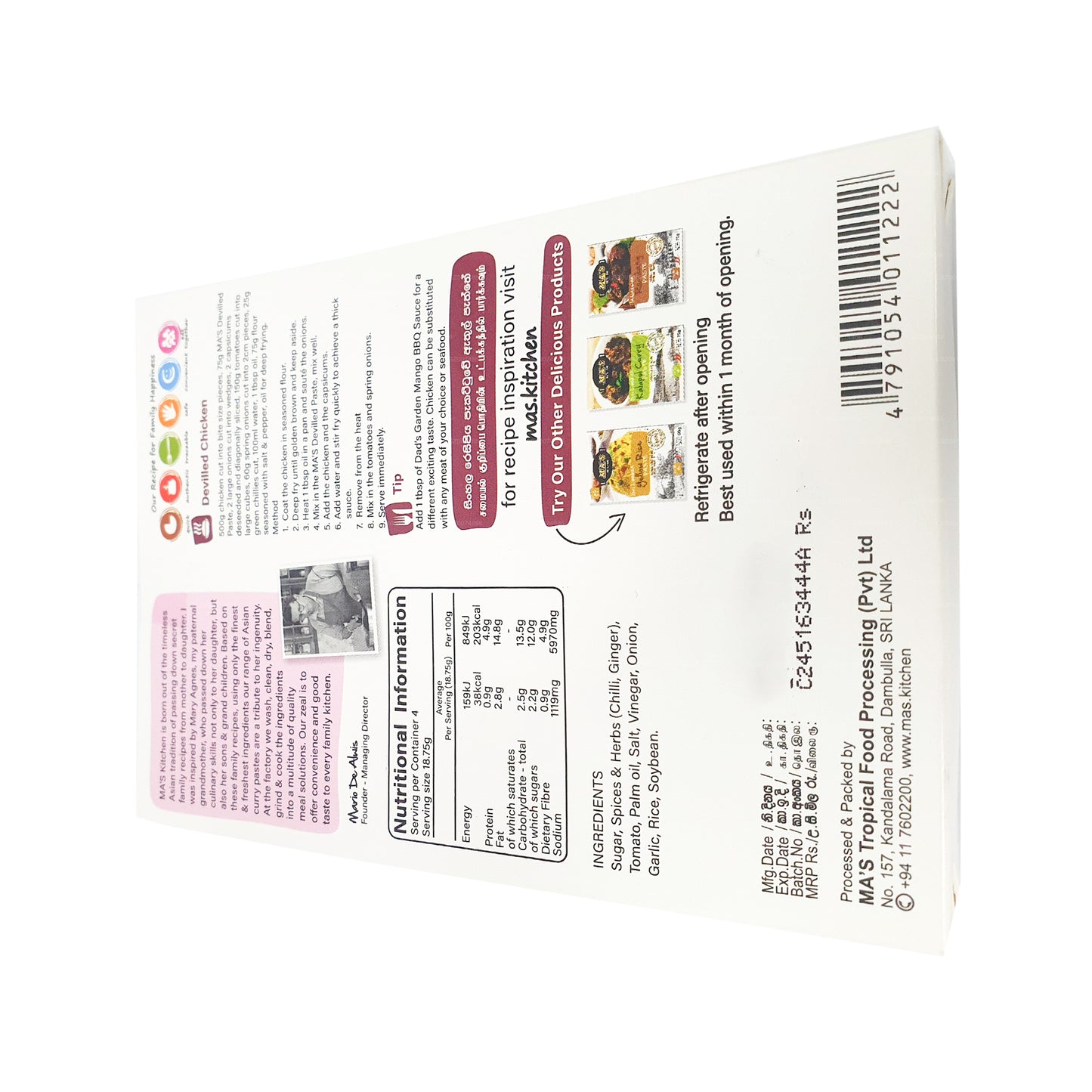 Pasta rellena MA's Kitchen (60 g)