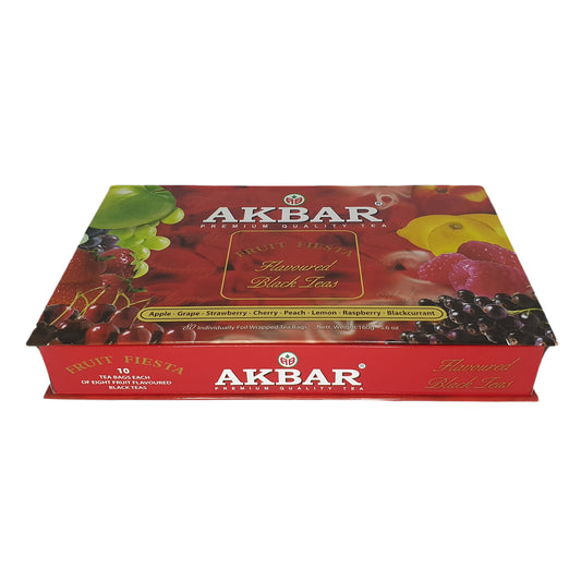 Caja de regalo Akbar Fruit Fiesta de té negro con sabor a 80 bolsitas de té (160 g)