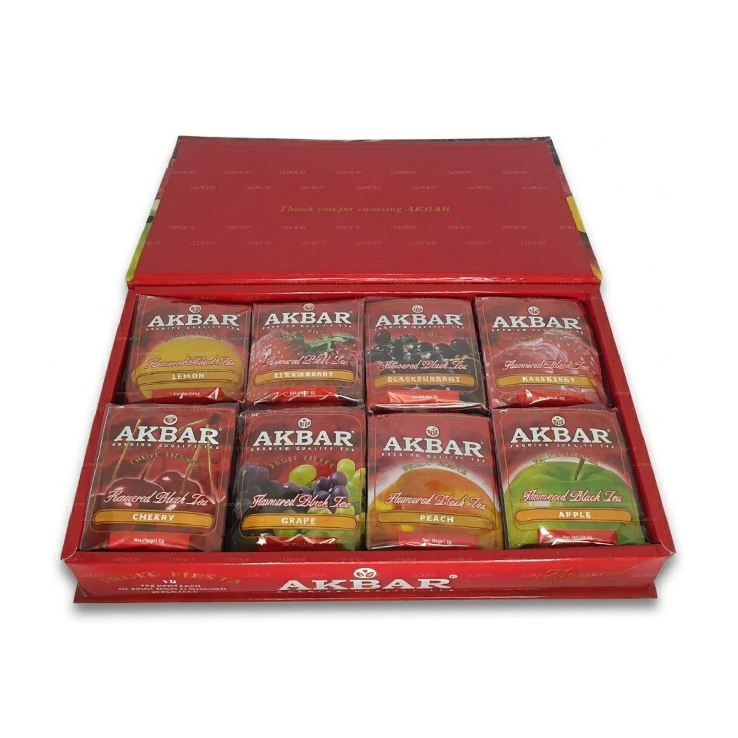 Caja de regalo Akbar Fruit Fiesta de té negro con sabor a 80 bolsitas de té (160 g)