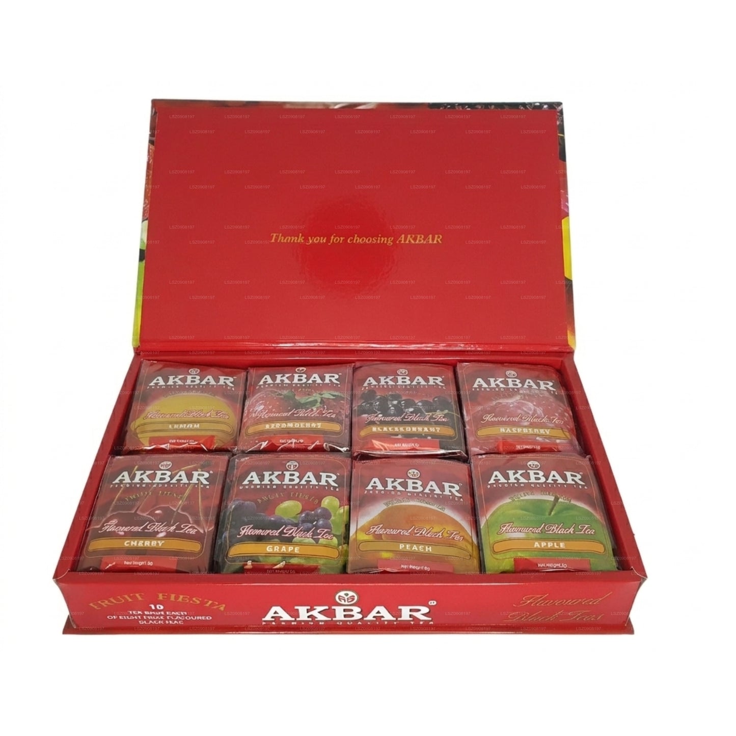 Caja de regalo Akbar Fruit Fiesta de té negro con sabor a 80 bolsitas de té (160 g)