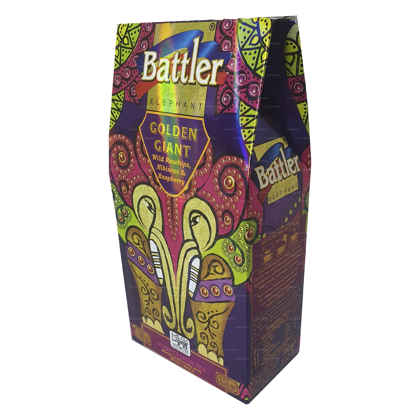 Té suelto de rosa mosqueta, hibisco y frambuesa de Battler (100 g) en caja de cartón