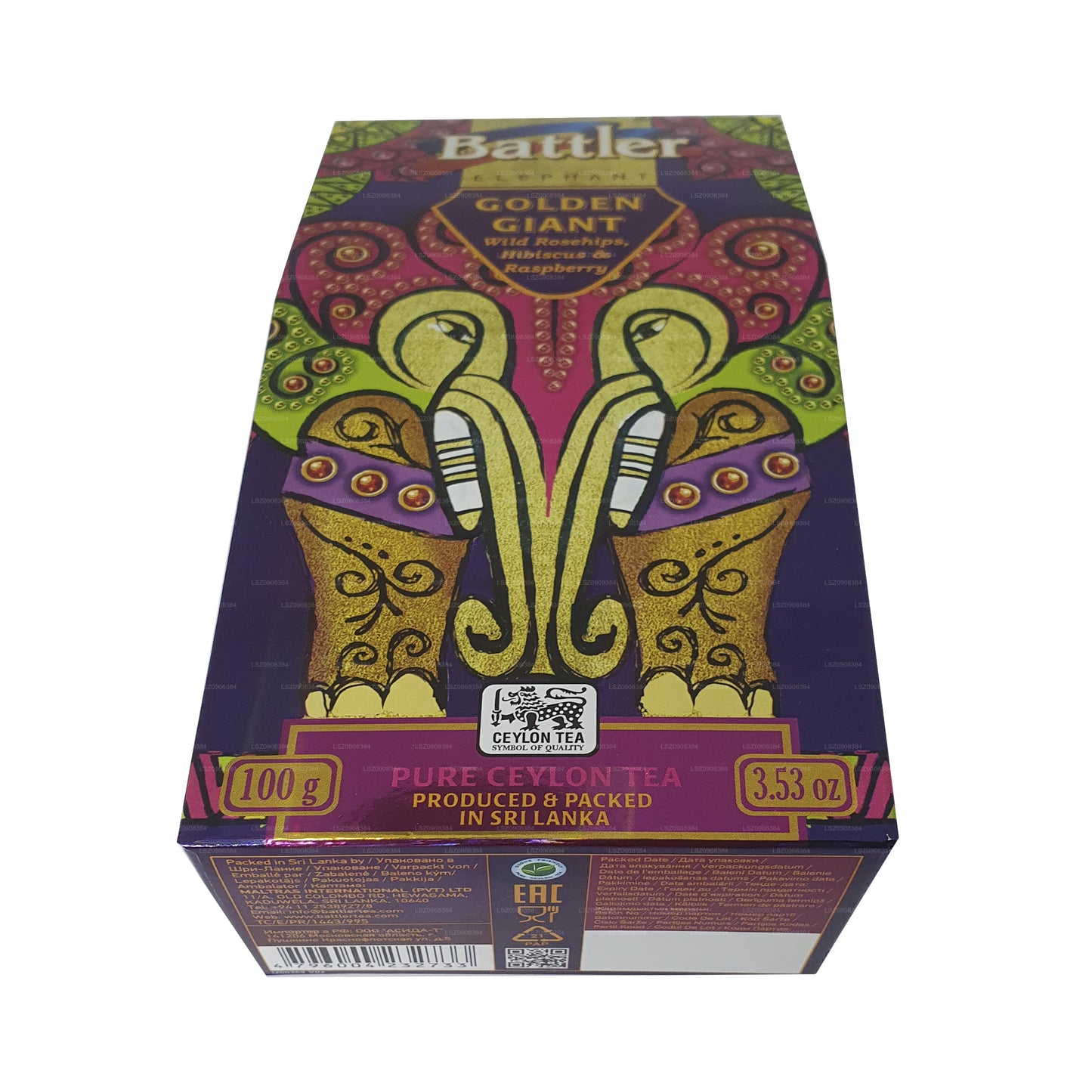 Té suelto de rosa mosqueta, hibisco y frambuesa de Battler (100 g) en caja de cartón