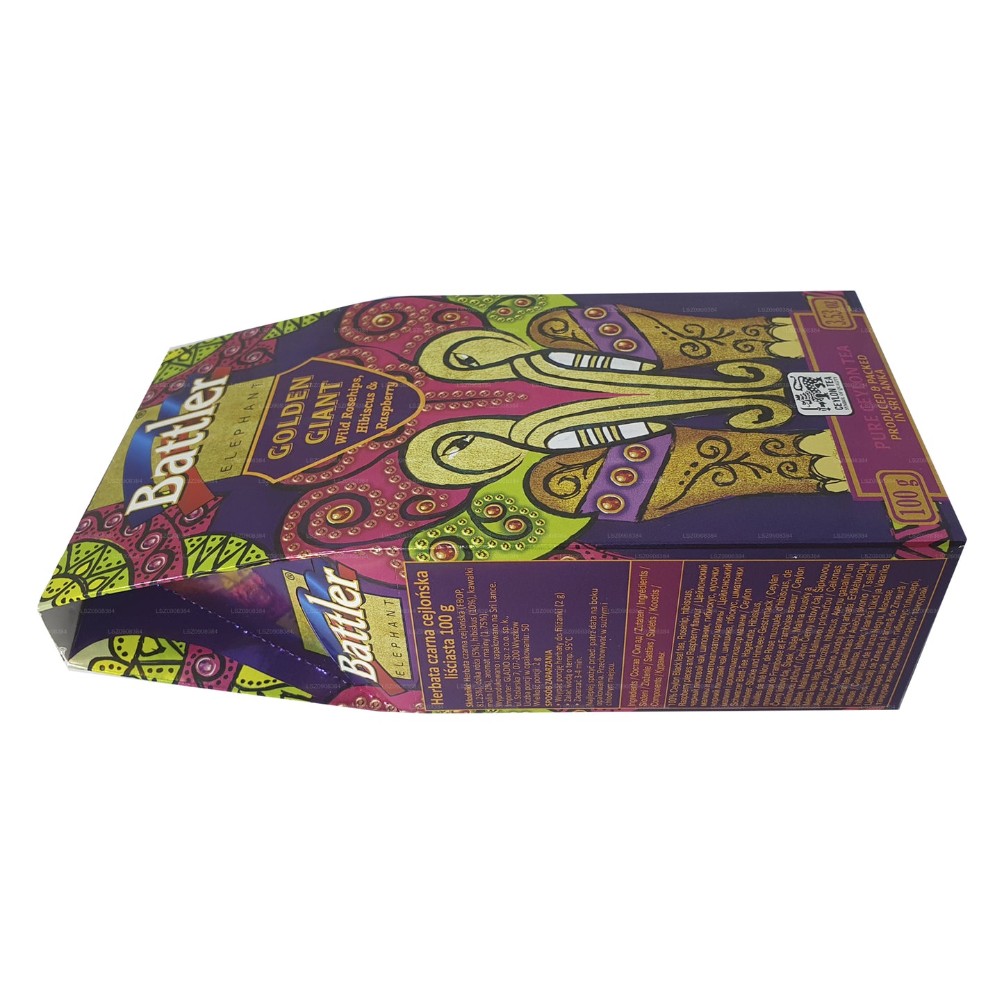 Té suelto de rosa mosqueta, hibisco y frambuesa de Battler (100 g) en caja de cartón