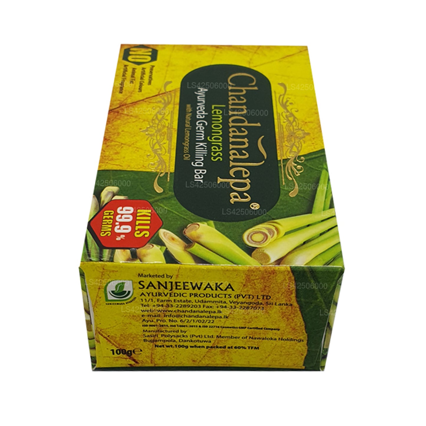 Jabón antigermen ayurvédico Chandanalepa con citronela (100 g)