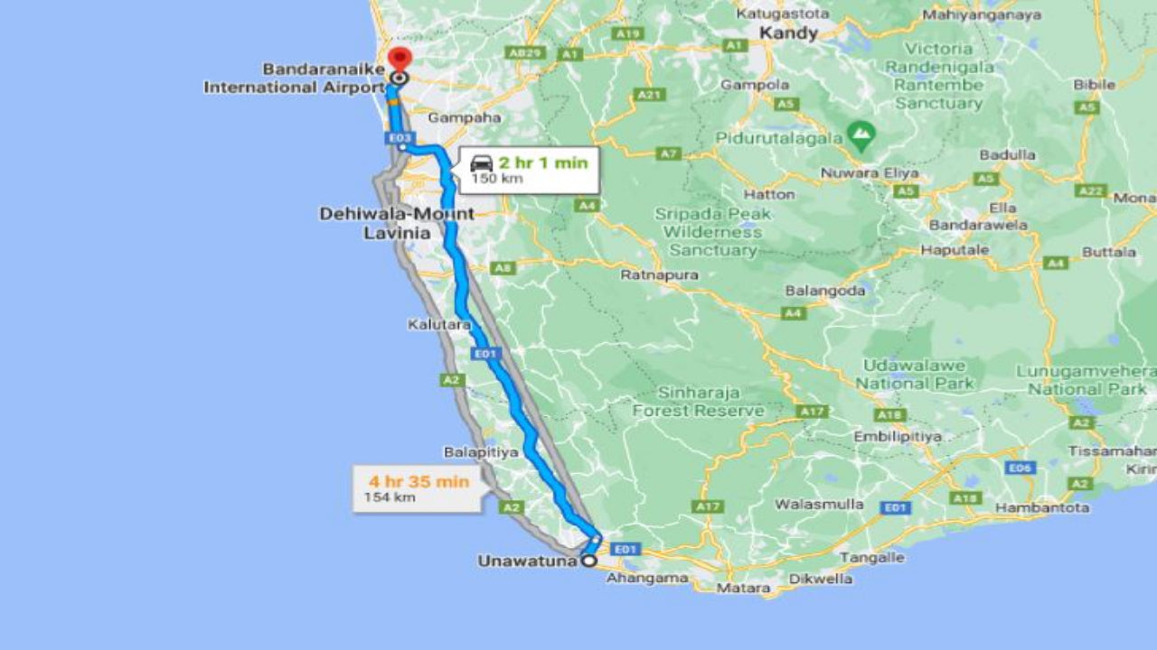 Traslado privado de la ciudad de Unawatuna al aeropuerto de Colombo (CMB)