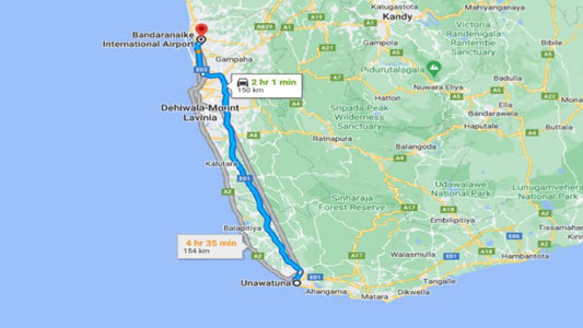 Traslado privado de la ciudad de Unawatuna al aeropuerto de Colombo (CMB)
