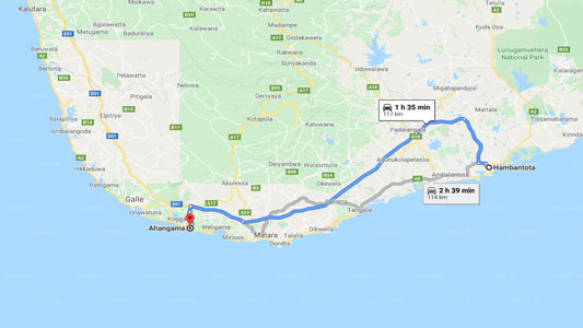 Traslado privado de la ciudad de Hambantota a la ciudad de Ahangama