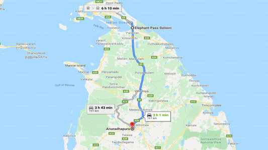 Traslado privado de Elephant Pass City a Anuradhapura City