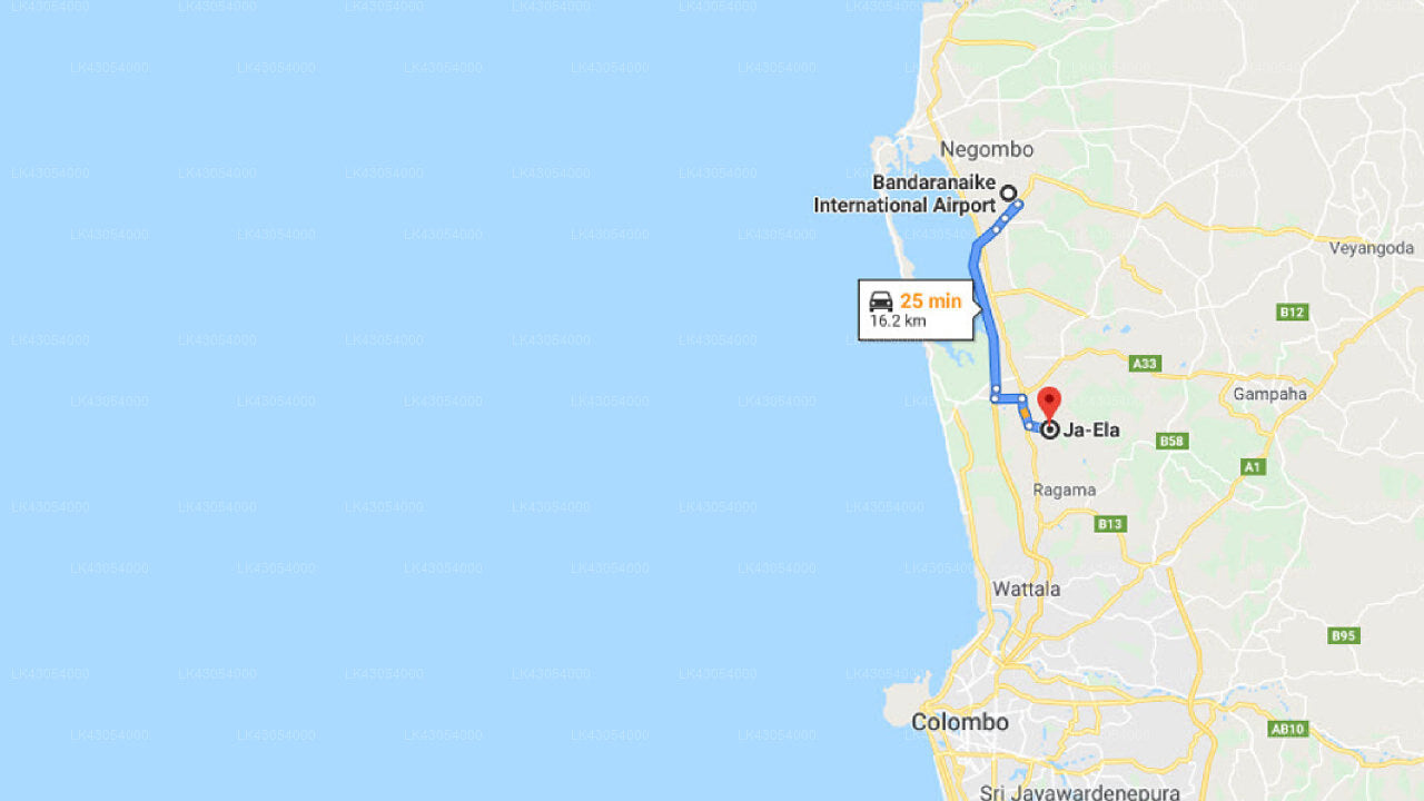 Transfer between Colombo Airport (CMB) and Villa Somre, Ja Ela