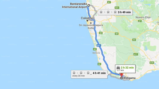 Transfer between Colombo Airport (CMB) and Heritage Weligama Resort, Weligama