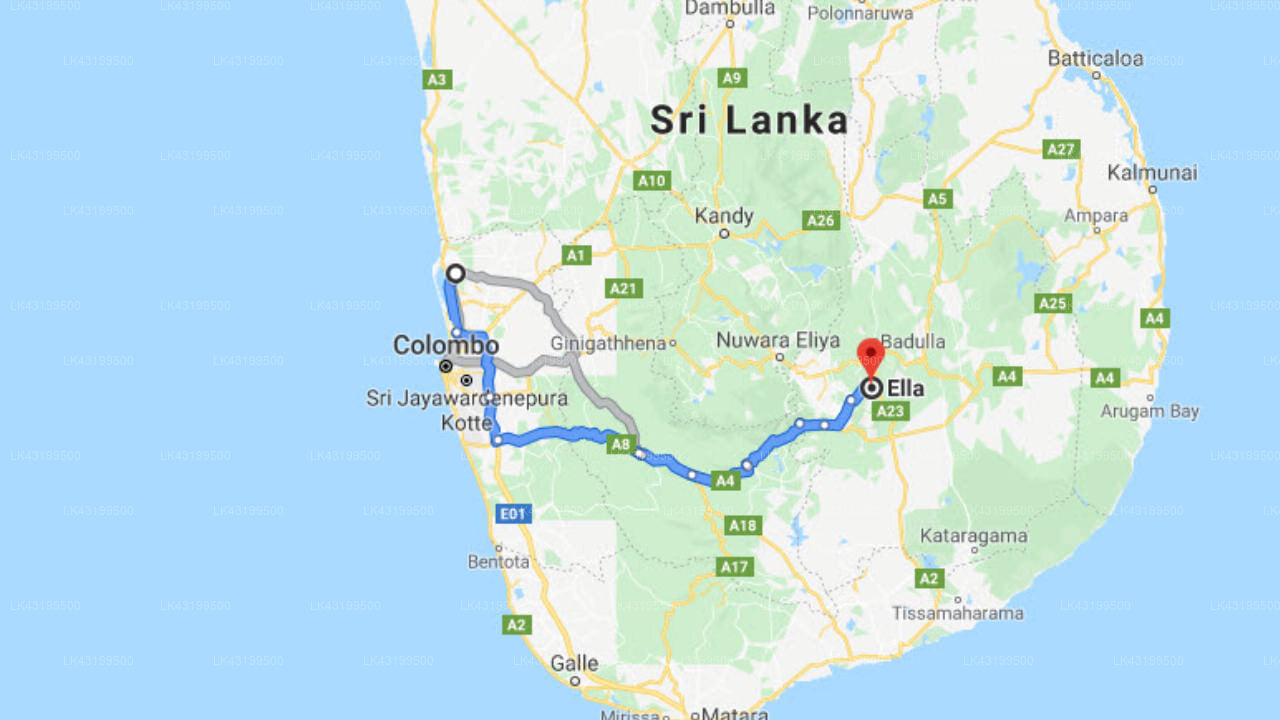 Transfer between Colombo Airport (CMB) and Ella Grand Peak, Ella