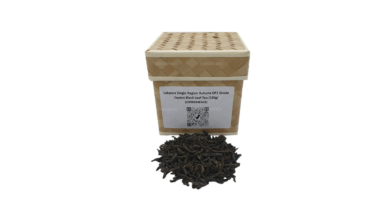 Té de hojas negras de Ceilán Lakpura de una sola región Ruhuna OP1 (100 g)