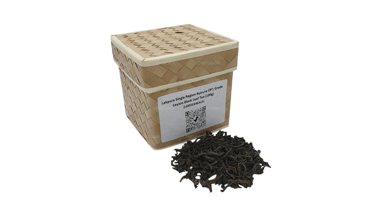 Té de hojas negras de Ceilán Lakpura de una sola región Ruhuna OP1 (100 g)