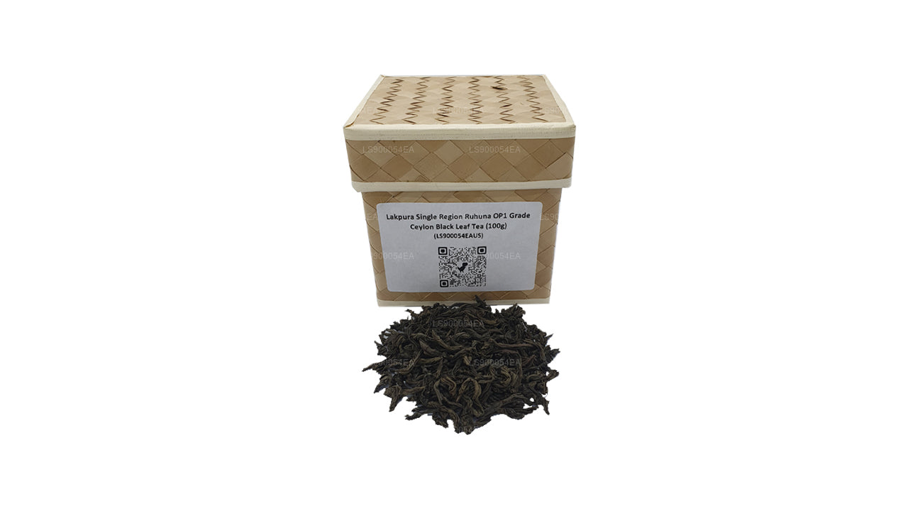 Té de hojas negras de Ceilán Lakpura de una sola región Ruhuna OP1 (100 g)