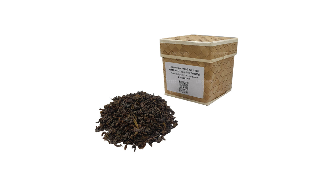 Té negro de Ceilán Lakpura Single Estate (Court Lodge) de grado PEKOE (100 g)