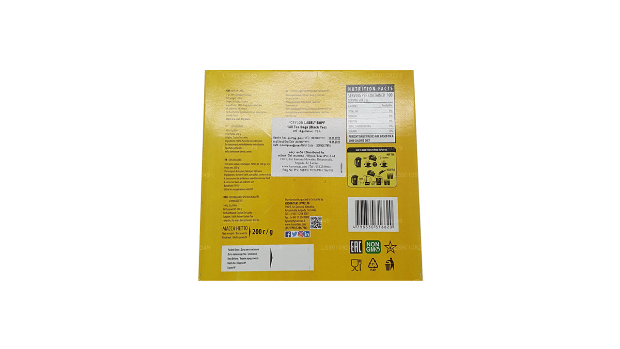 Hyson Ceylon Label BOPF (200 g) 100 bolsitas de té