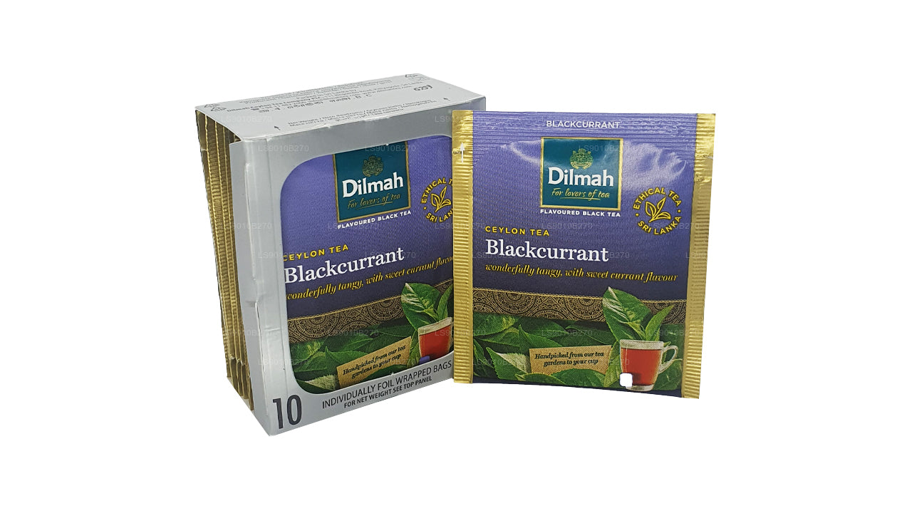 Té de grosella negra Dilmah (20 g), 10 bolsas de té envueltas individualmente